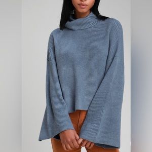 Lulus Fireside Chats Slate Blue Knit Sweater